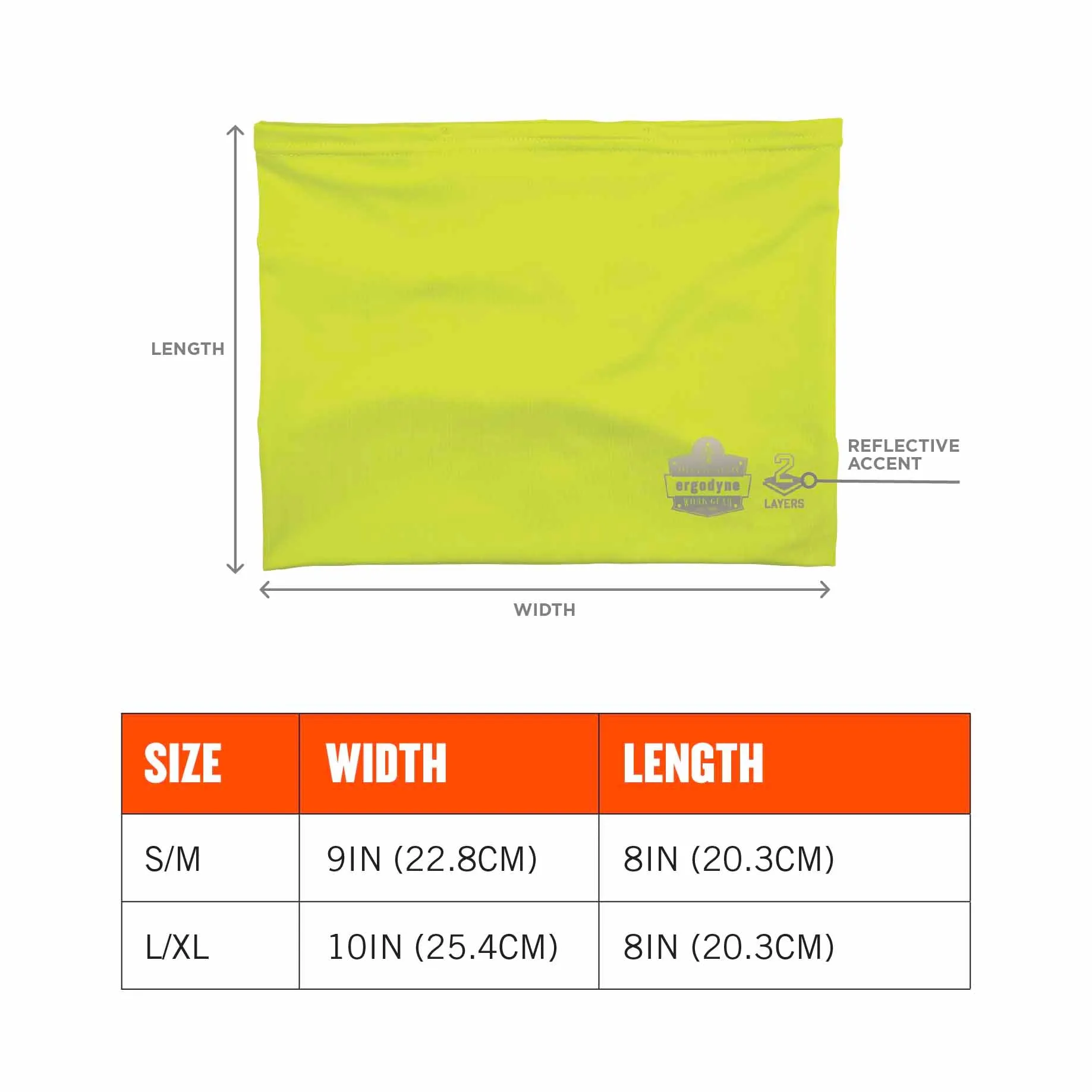 Ergodyne 42144 6489 S/M Hi-Vis Lime 2-Layer Cooling Multi-Band - Performance Knit