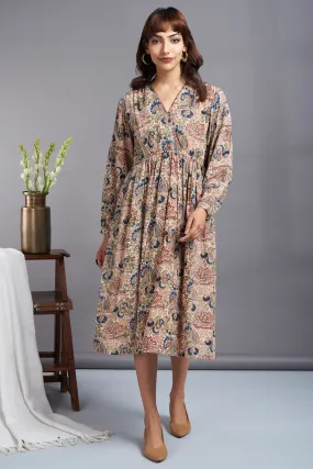 exotic botanic - kalamkari modal wrap dress with bucket stitch details