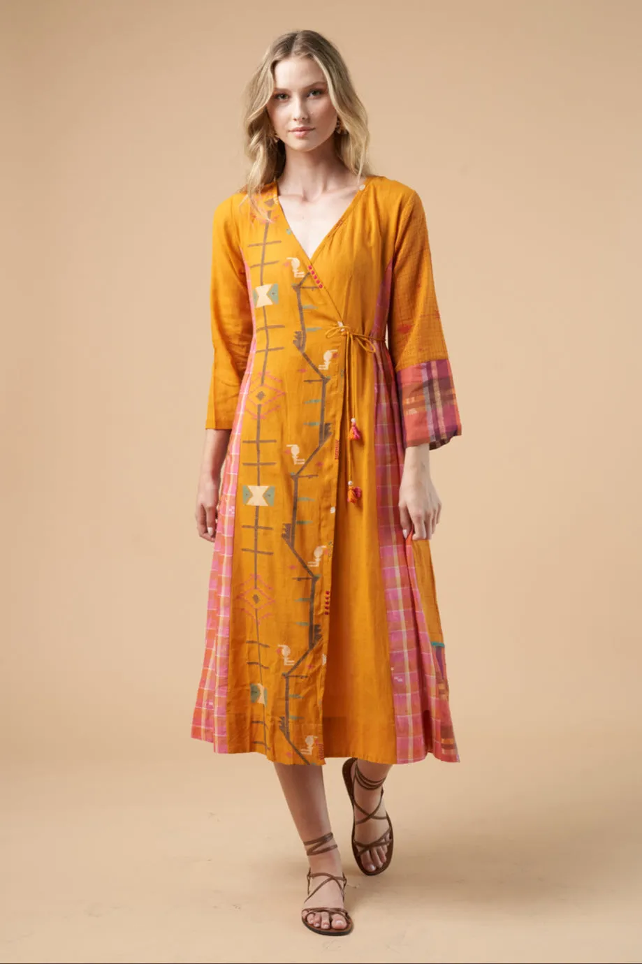 Fatima Wrap Dress Mustard