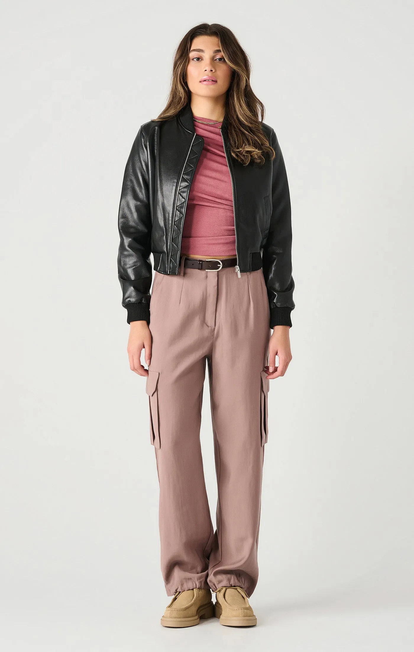 FAUX LEATHER BOMBER JACKET