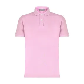 FERRANTE Button Front Short Sleeve Polo PINK