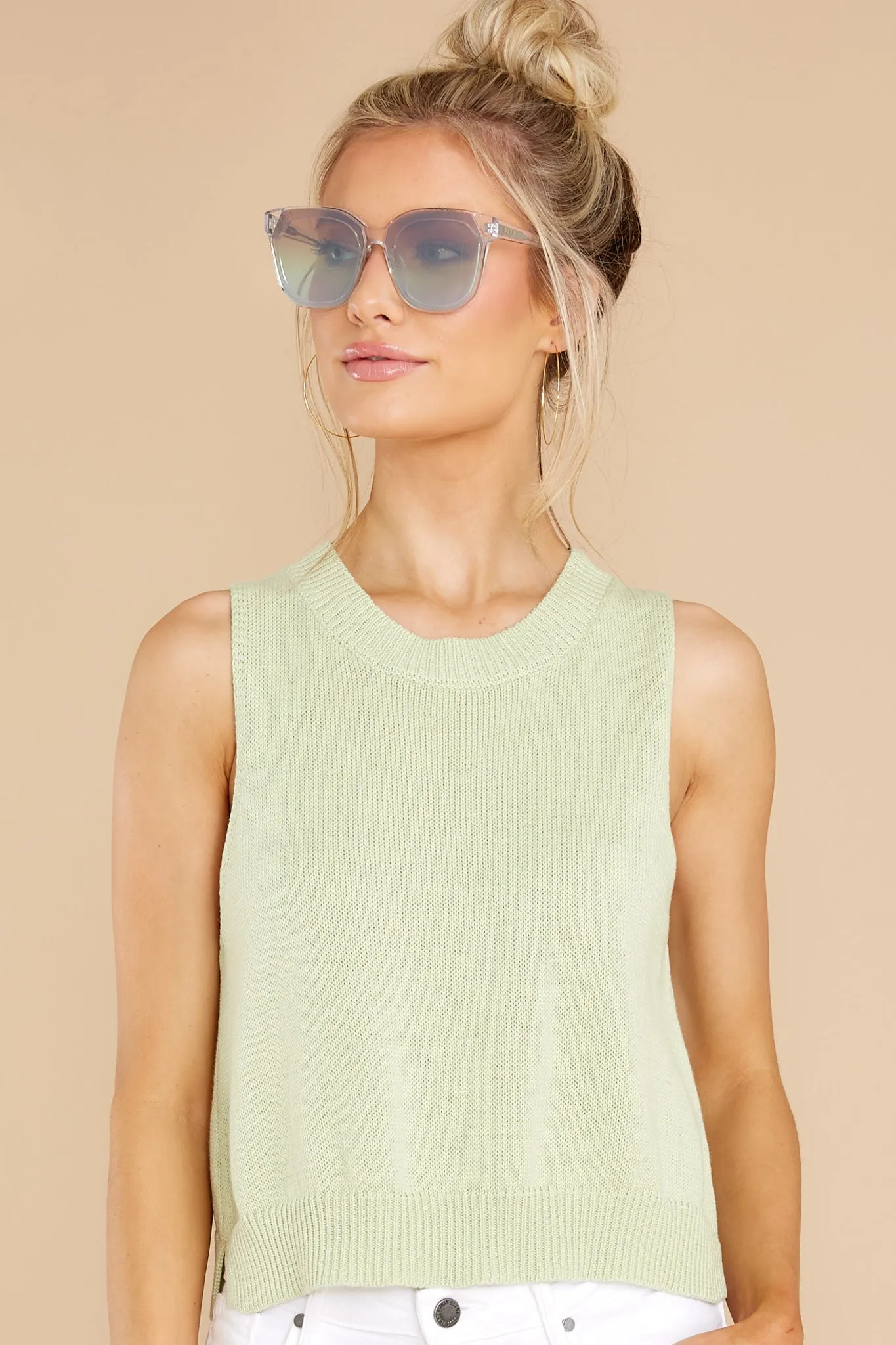 Flatter Me Light Green Knit Top