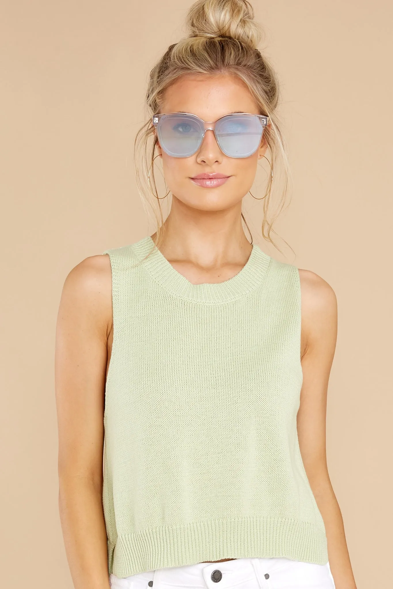 Flatter Me Light Green Knit Top