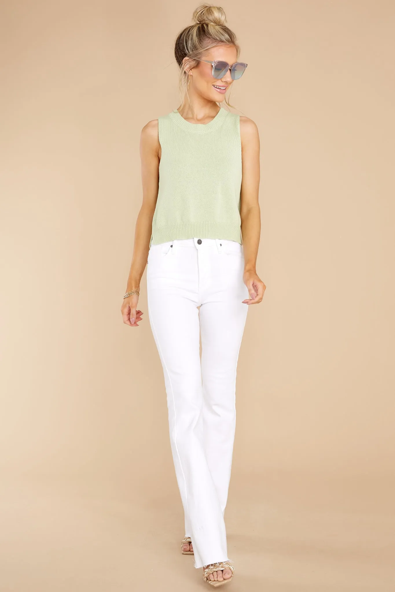 Flatter Me Light Green Knit Top