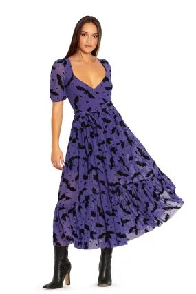 Flock Of Bats Purple Wrap Midaxi Dress