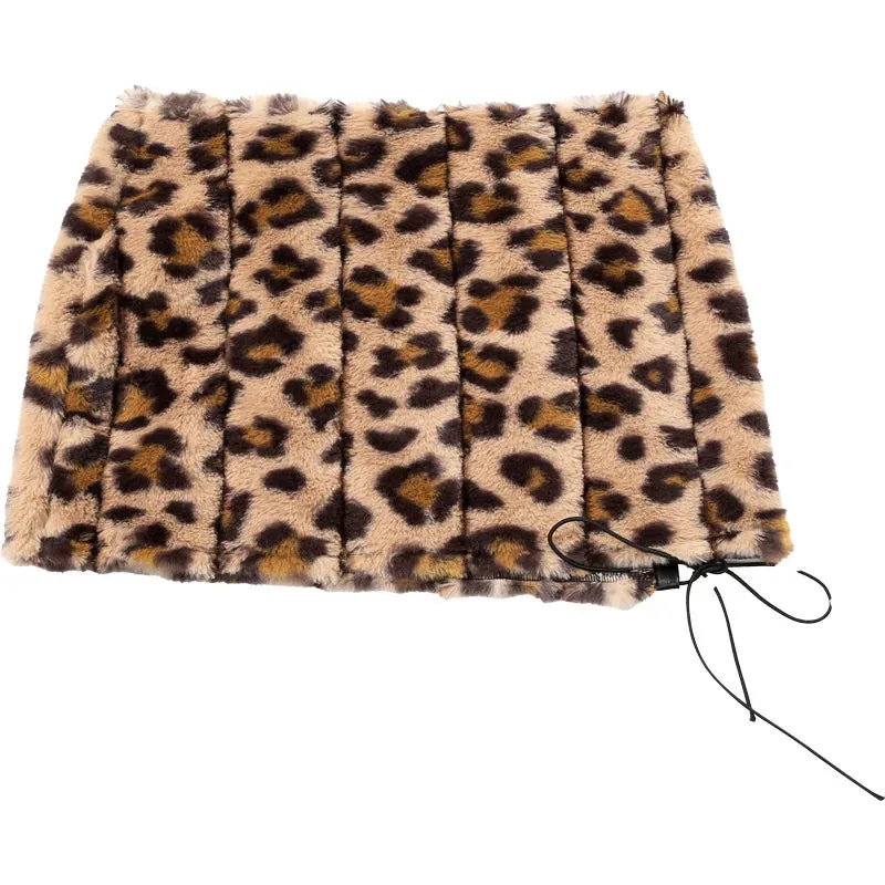 Fluff Leopard Print Mini Skirt