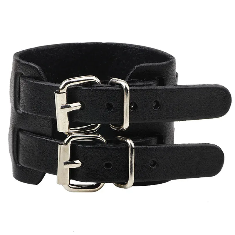 Funki Buys | Bracelets | Men's Leather 3 Tier Punk Wrist Band