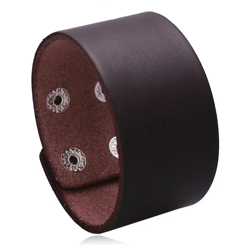 Funki Buys | Bracelets | Men's Leather 3 Tier Punk Wrist Band