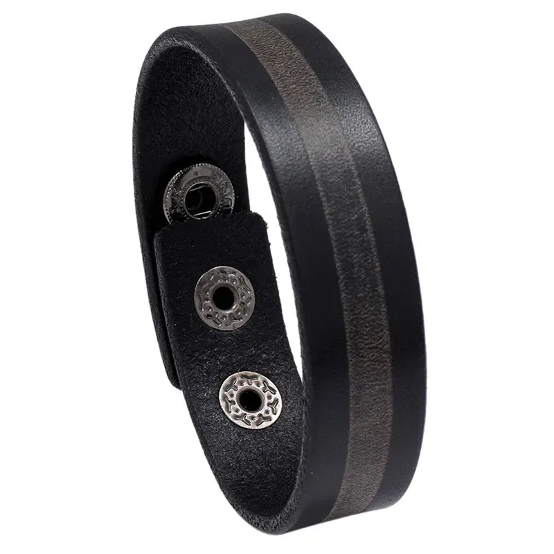 Funki Buys | Bracelets | Men's Leather 3 Tier Punk Wrist Band