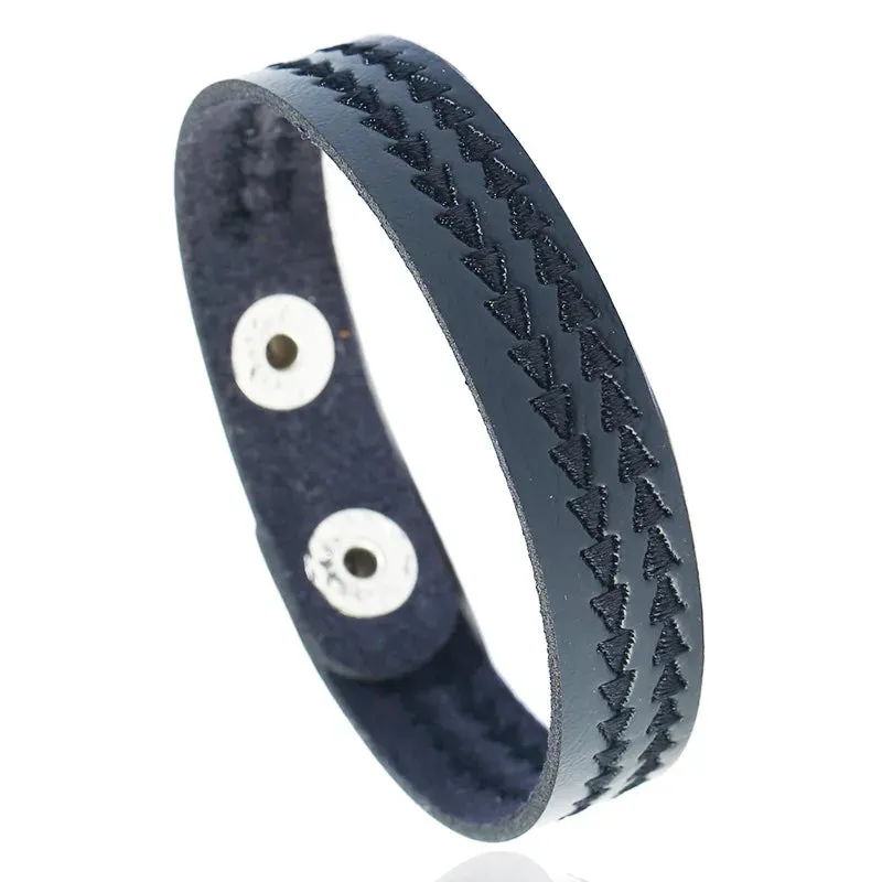 Funki Buys | Bracelets | Men's Leather 3 Tier Punk Wrist Band