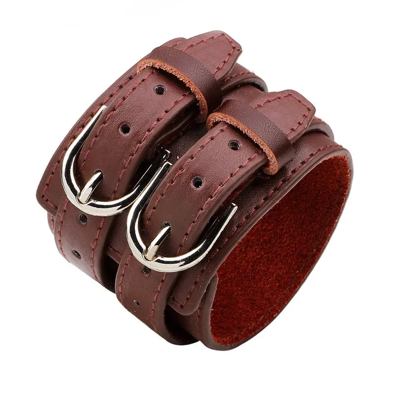 Funki Buys | Bracelets | Men's Leather 3 Tier Punk Wrist Band