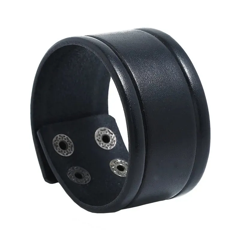 Funki Buys | Bracelets | Men's Leather 3 Tier Punk Wrist Band