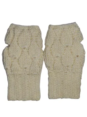 Graminarts Handmade Yarn Fingerless Peaceful White Gloves