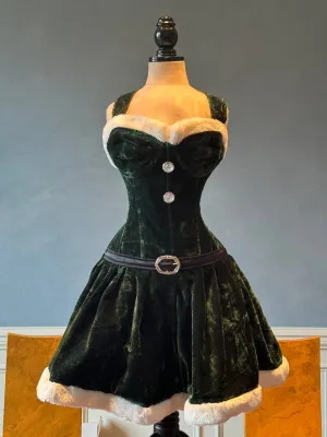 Green velvet Christmas dress corset. Corset is made personally according to your measurements.