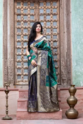 Green Weaving Banarasi Silk Festival Wear Saree