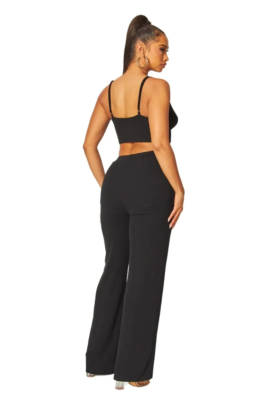 Hot & Delicious Women's Julia Heart Trim Rib Knit Pants