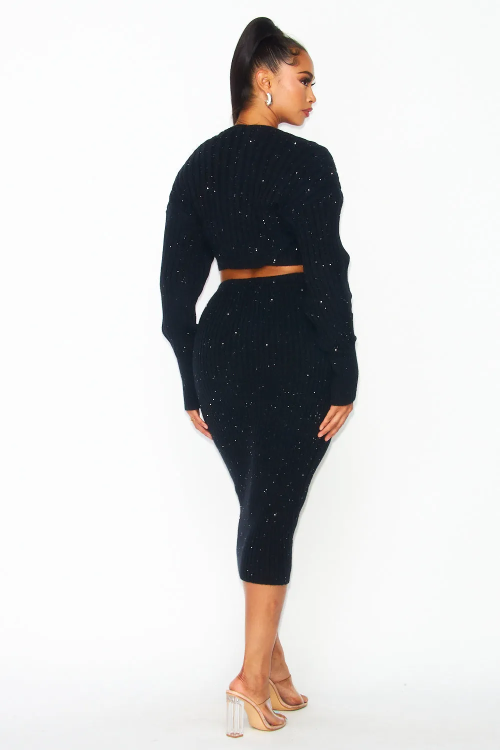 Hot & Delicious Women's Sequin Knit Skirt