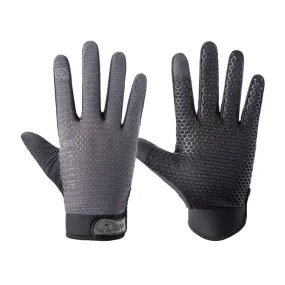 HSLEJP Outdoor Sports Breathable Touch Screen Antiskid Cycling Full Finger Gloves, Size: L(Gray)