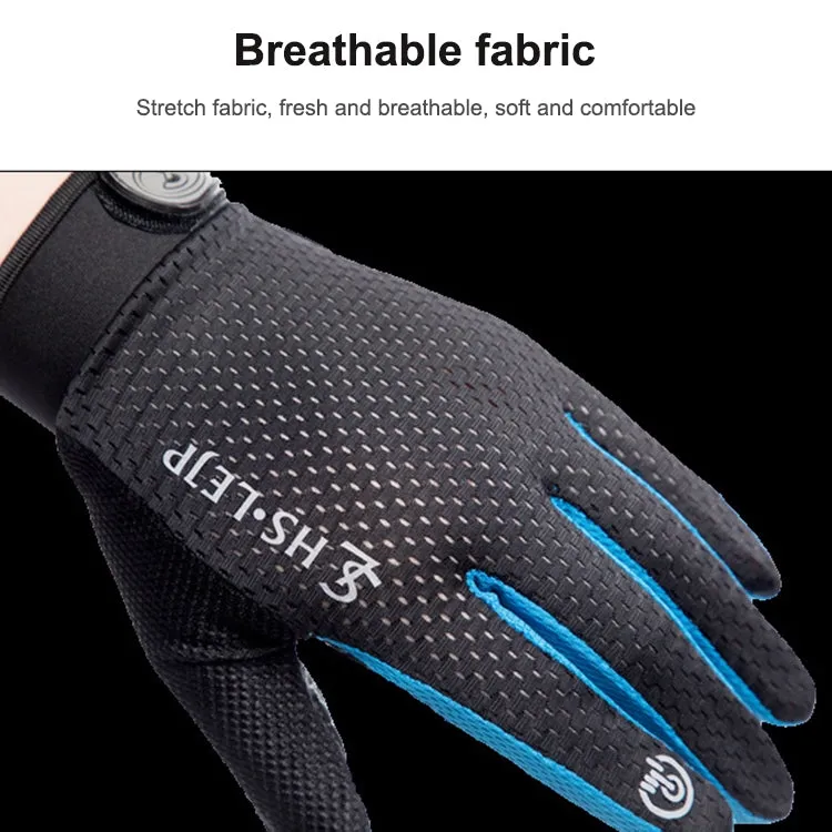 HSLEJP Outdoor Sports Breathable Touch Screen Antiskid Cycling Full Finger Gloves, Size: L(Gray)