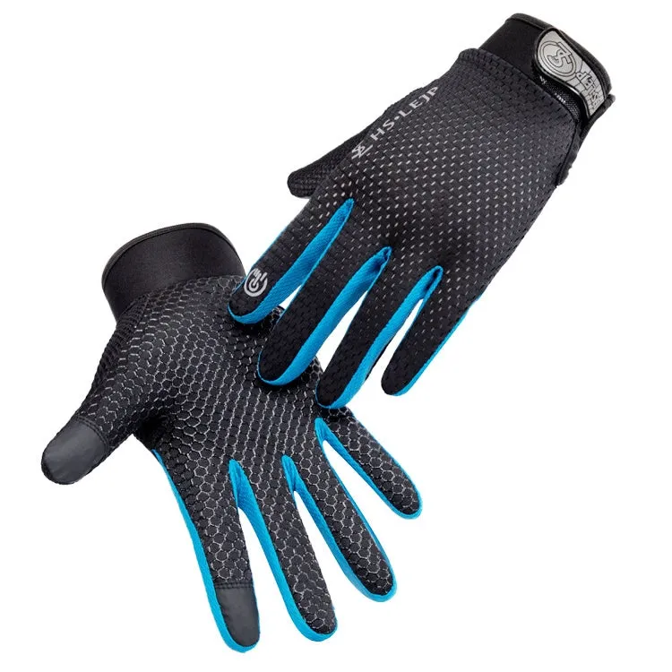 HSLEJP Outdoor Sports Breathable Touch Screen Antiskid Cycling Full Finger Gloves, Size: L(Gray)