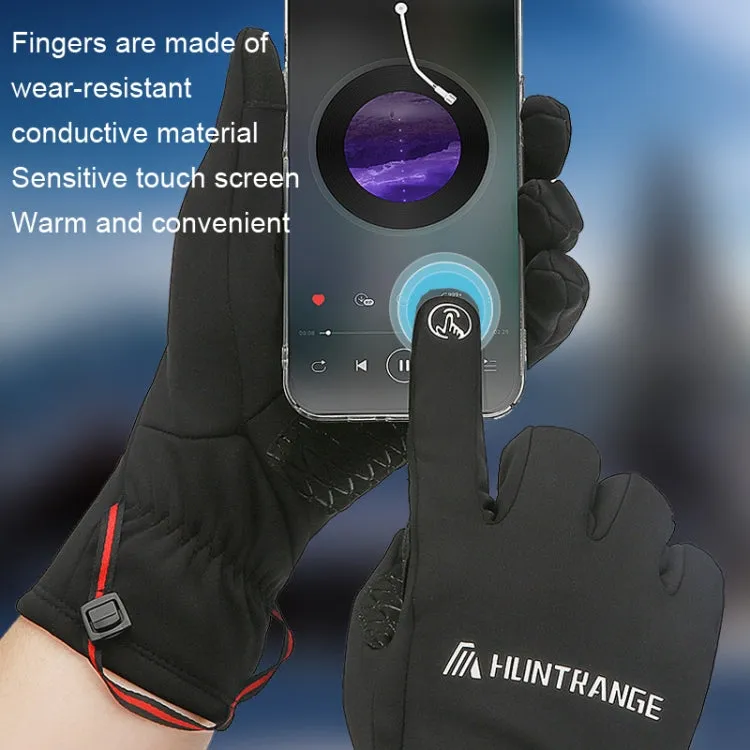 HUNTRANGE A037 Plus Velvet Sports Windproof Waterproof Touch Screen Riding Gloves, Size: M(Black)