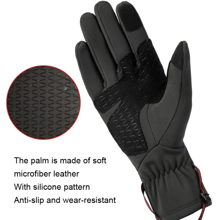 HUNTRANGE A037 Plus Velvet Sports Windproof Waterproof Touch Screen Riding Gloves, Size: M(Black)