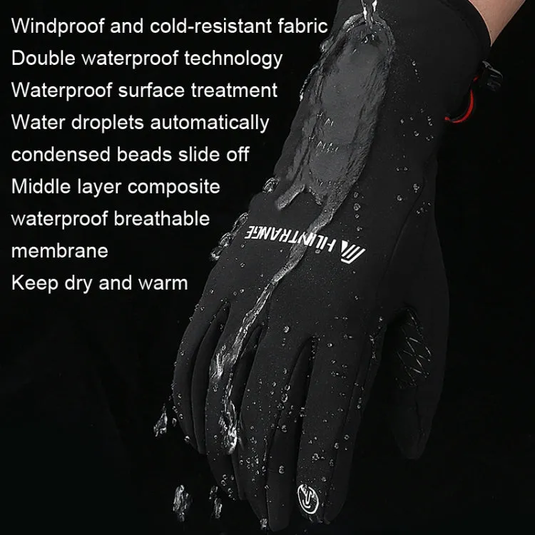 HUNTRANGE A037 Plus Velvet Sports Windproof Waterproof Touch Screen Riding Gloves, Size: M(Black)