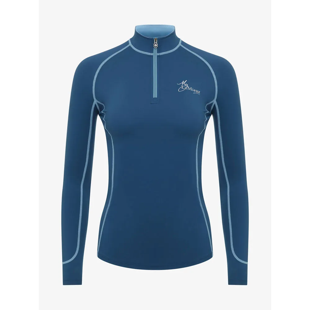 IT02155 My LeMieux Ladies Base Layer Quarter Zip Long Sleeve Shirt - Marine