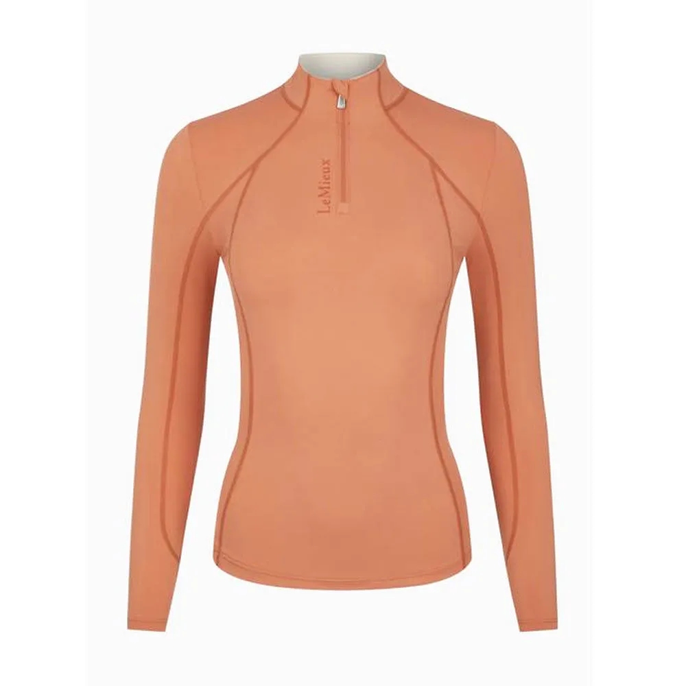 IT04002034 My LeMieux Ladies Base Layer Quarter Zip Long Sleeve Shirt - Apricot