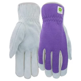 John Deere Women's Purple Leather Work Gloves