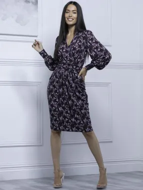 Jolie Moi Danielle Long Sleeve Dress, Navy Floral