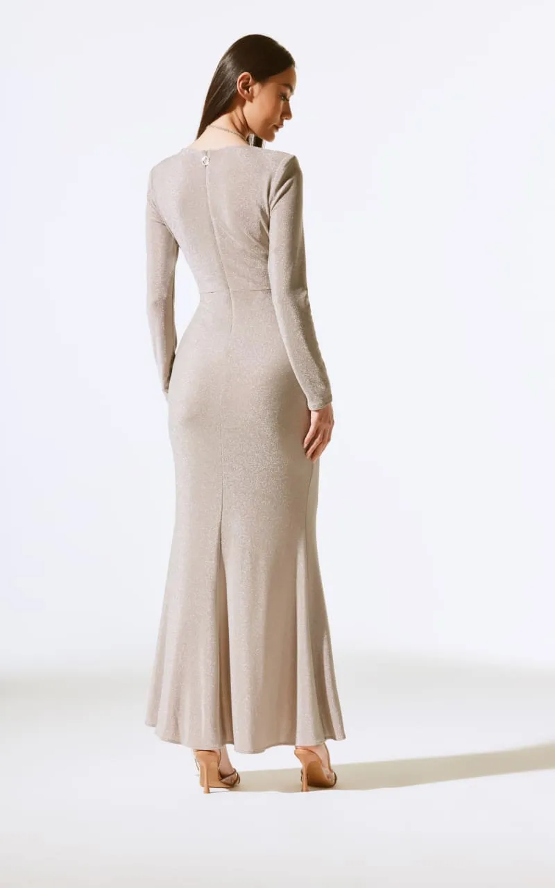 Joseph Ribkoff - Sparkle Knit Long Sleeve Wrap Gown