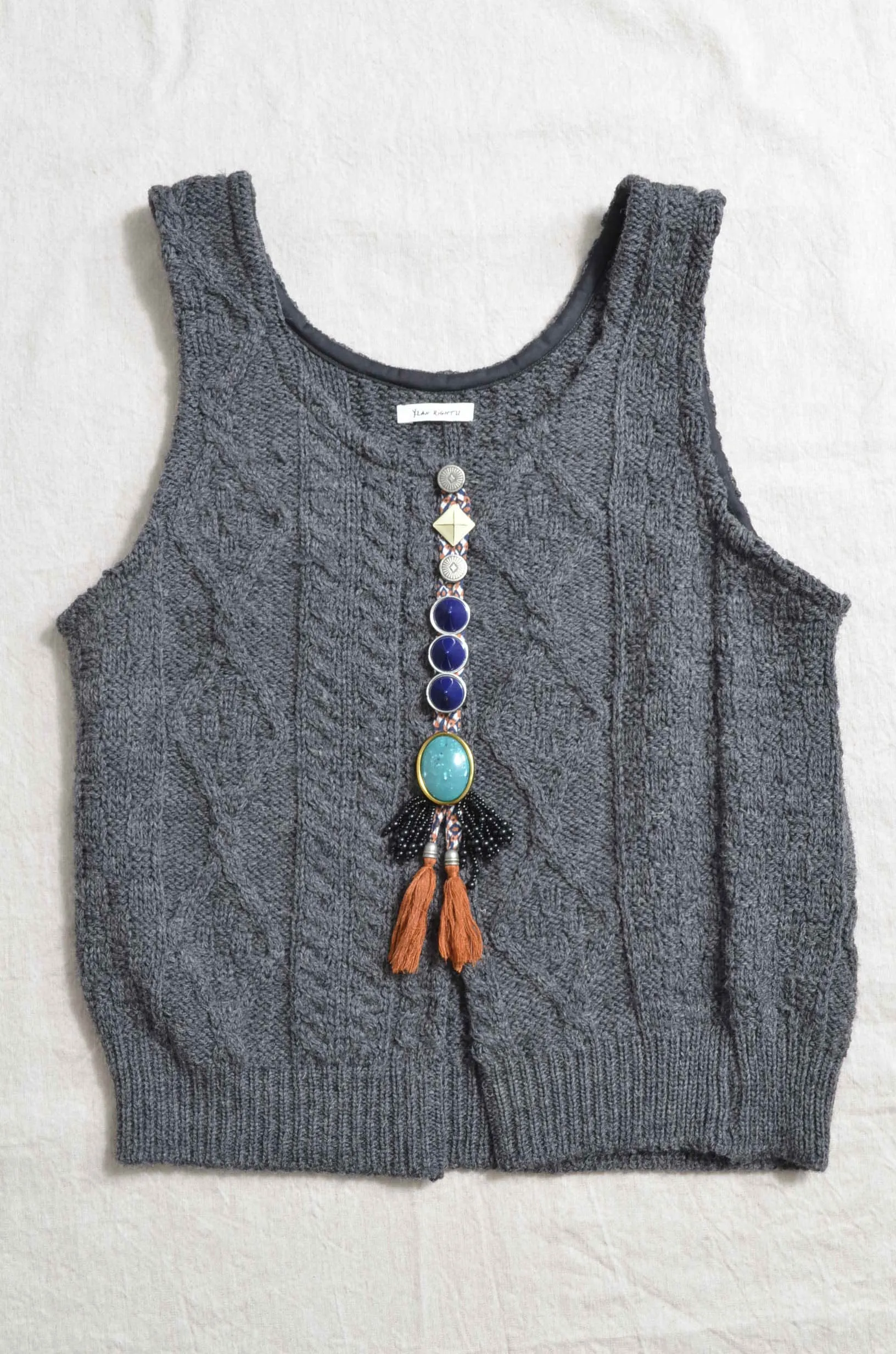 KNIT BIJOUX TANK-TOP/GRY