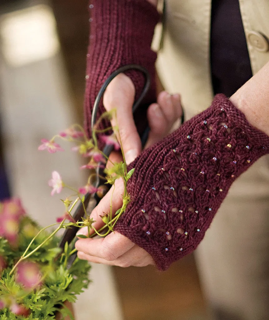 Lace-Back Fingerless Gloves (with 3 lace charts) Pattern