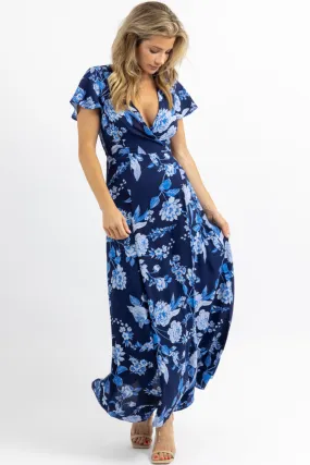 LUNAR BLUE WRAP MAXI DRESS