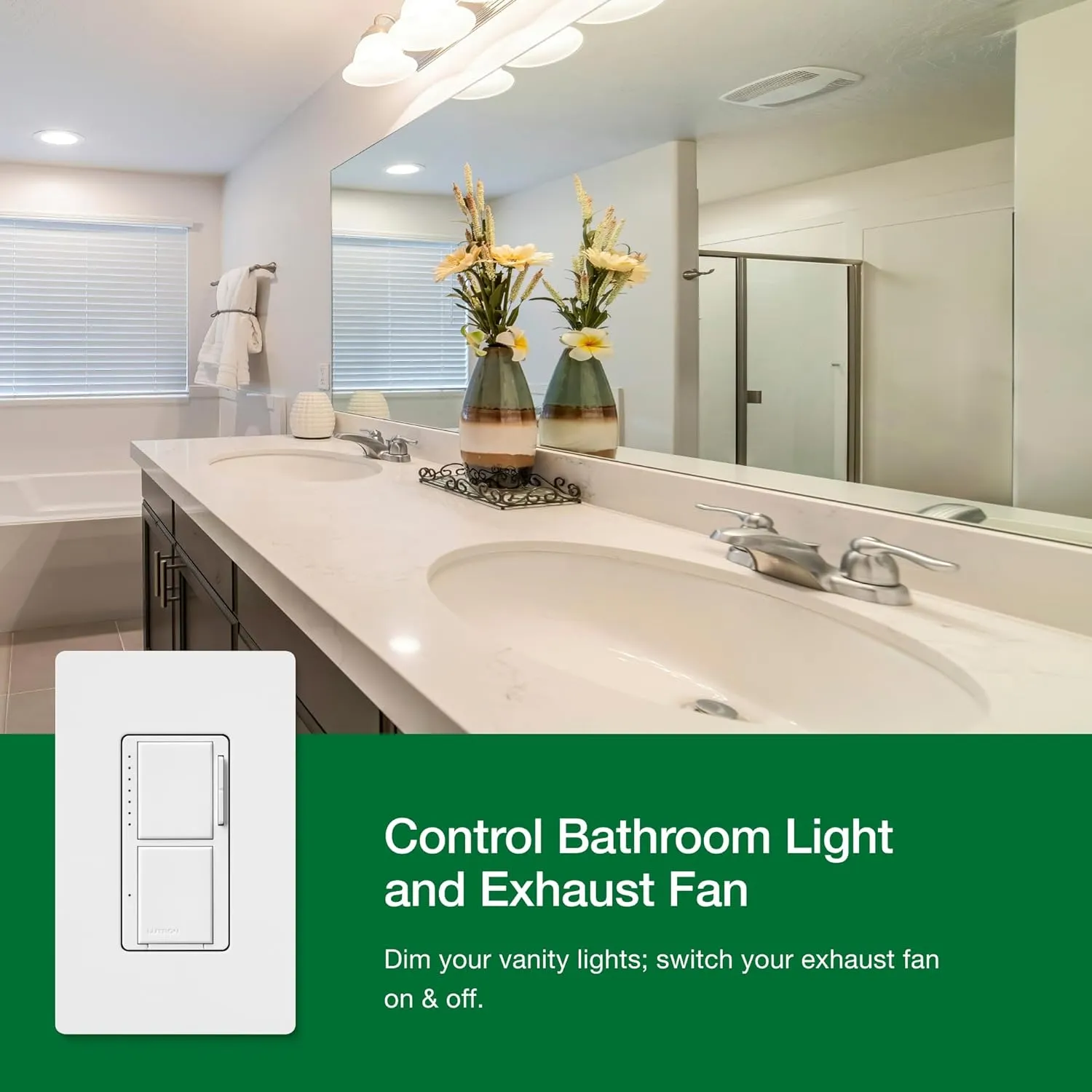 Lutron Maestro LED  Dual Dimmer and Switch | 75-Watt LED Bulbs/2.5A Fans, Single-Pole | MACL-L3S25-WH | White