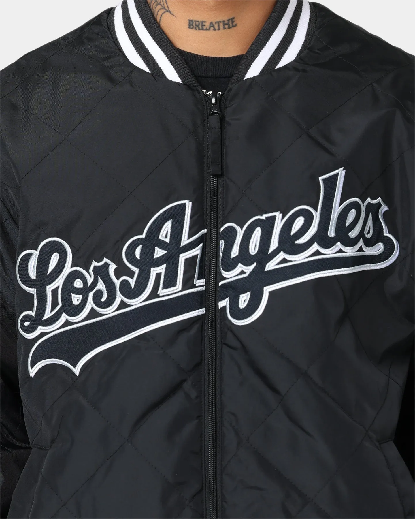 Majestic Athletic Los Angeles Dodgers Tonals Quilt Varsity Jacket Black