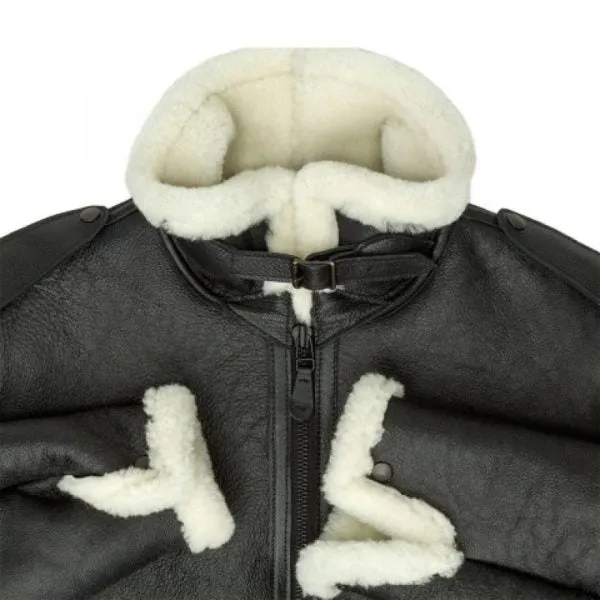 Men B-6 Black Shearling Bomber Jacket