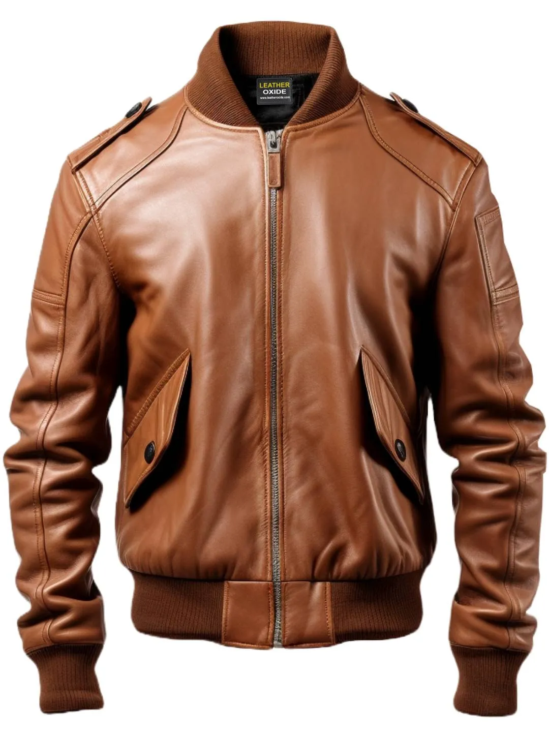 Men Bomber Leather Jacket Brown - Leather Brown Jacket