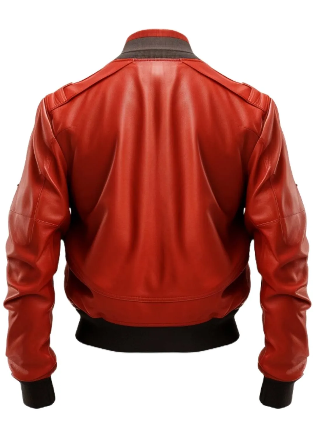 Men Red Leather Bomber Jacket