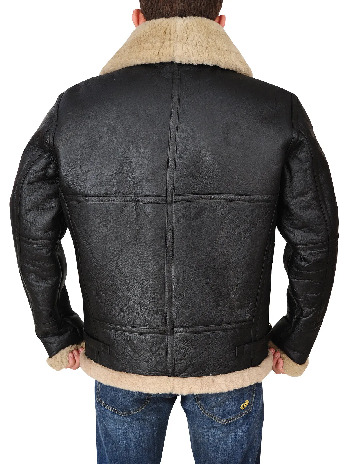 Men's Black B3 Bomber Shearling Sheepskin Jacket