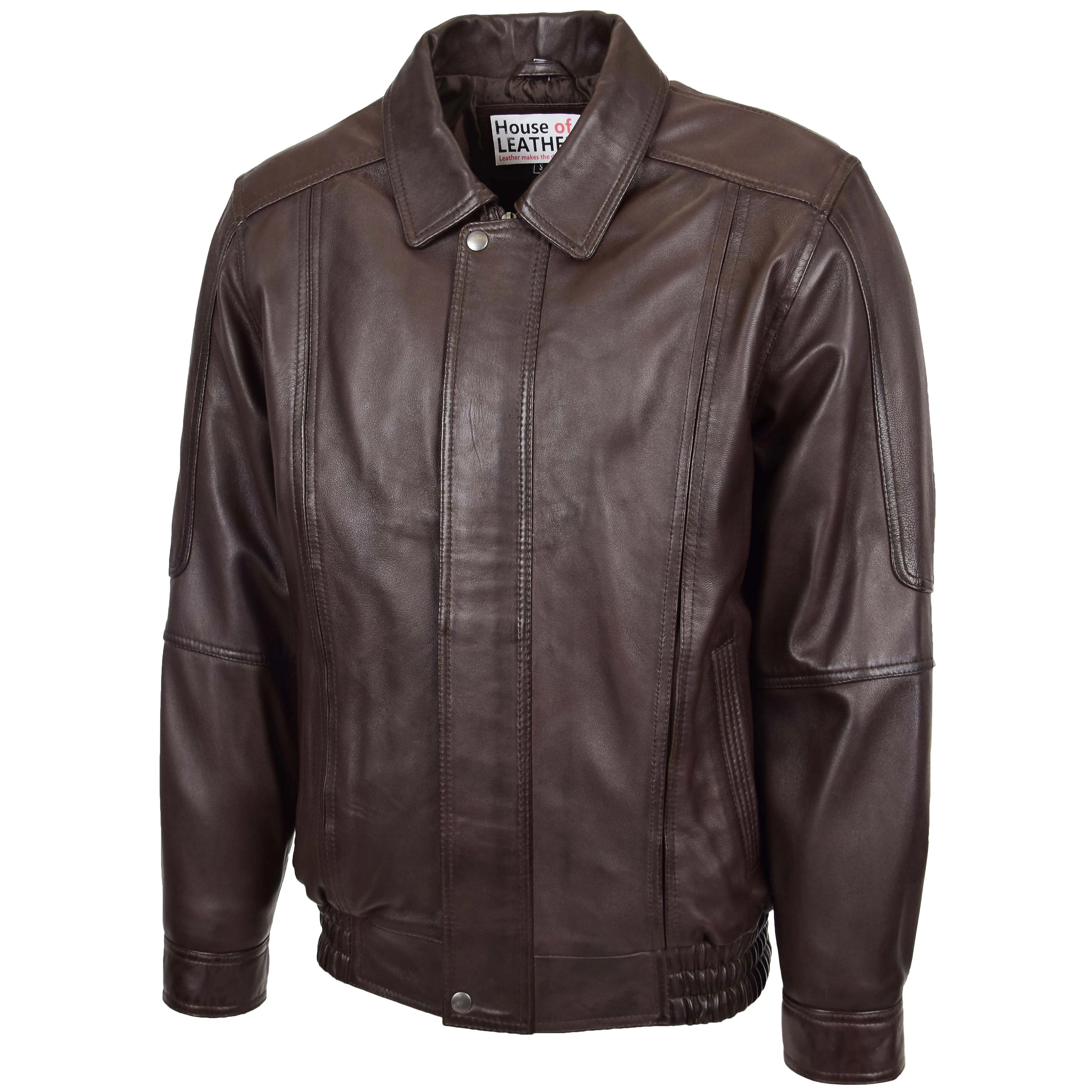 Mens Bomber Leather Jacket Classic Style Jim Brown Nappa