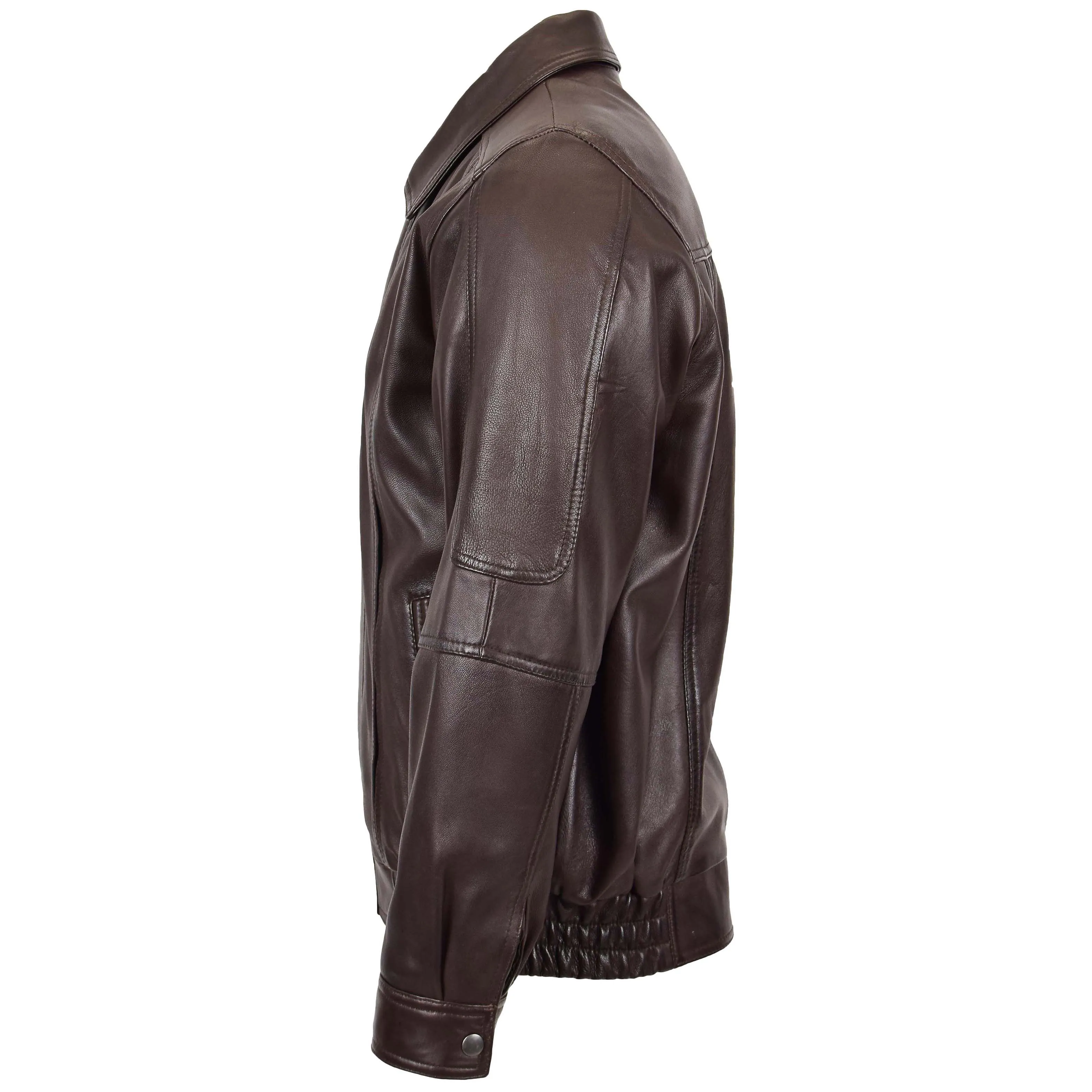 Mens Bomber Leather Jacket Classic Style Jim Brown Nappa