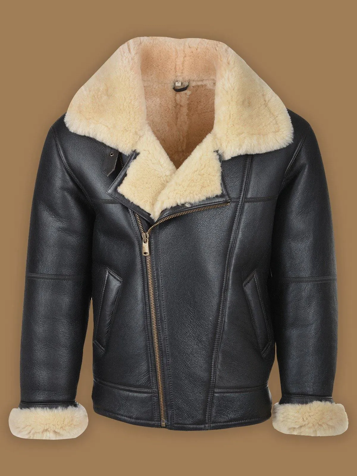 Men's Classic Black B3 Shearling Leather Bomber Jacket