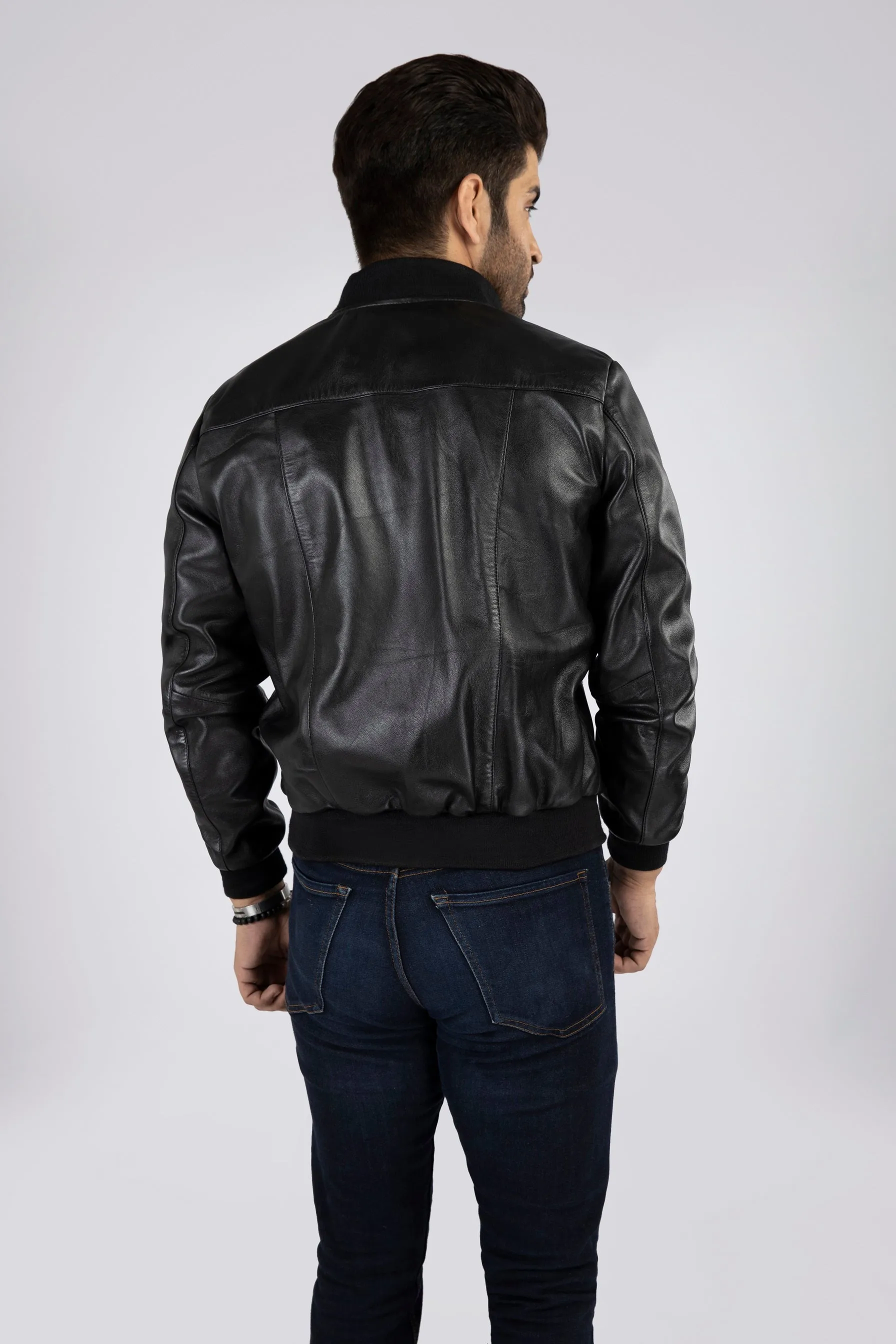 Mens Salem Leather Casual Lambskin Bomber Jacket