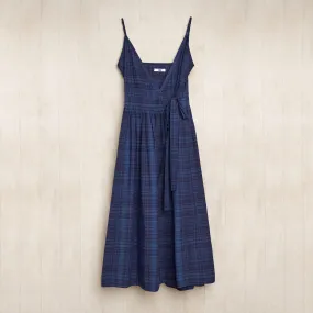 Mica Wrap Dress, Organic Indigo Madras