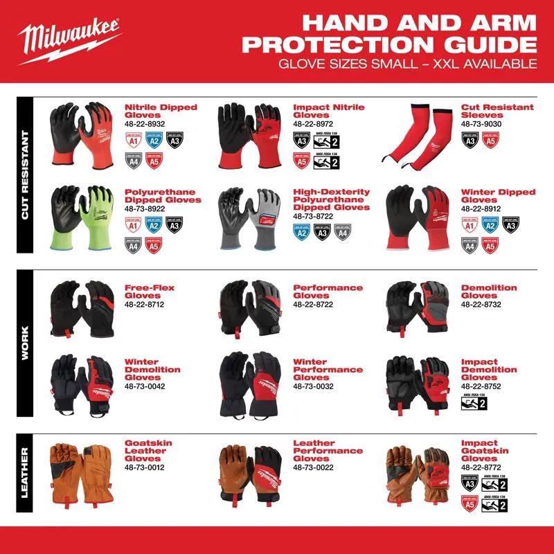 Milwaukee Cut Level 1 Nitrile Dipped Cut Resistant Gloves Red XL 1 pair