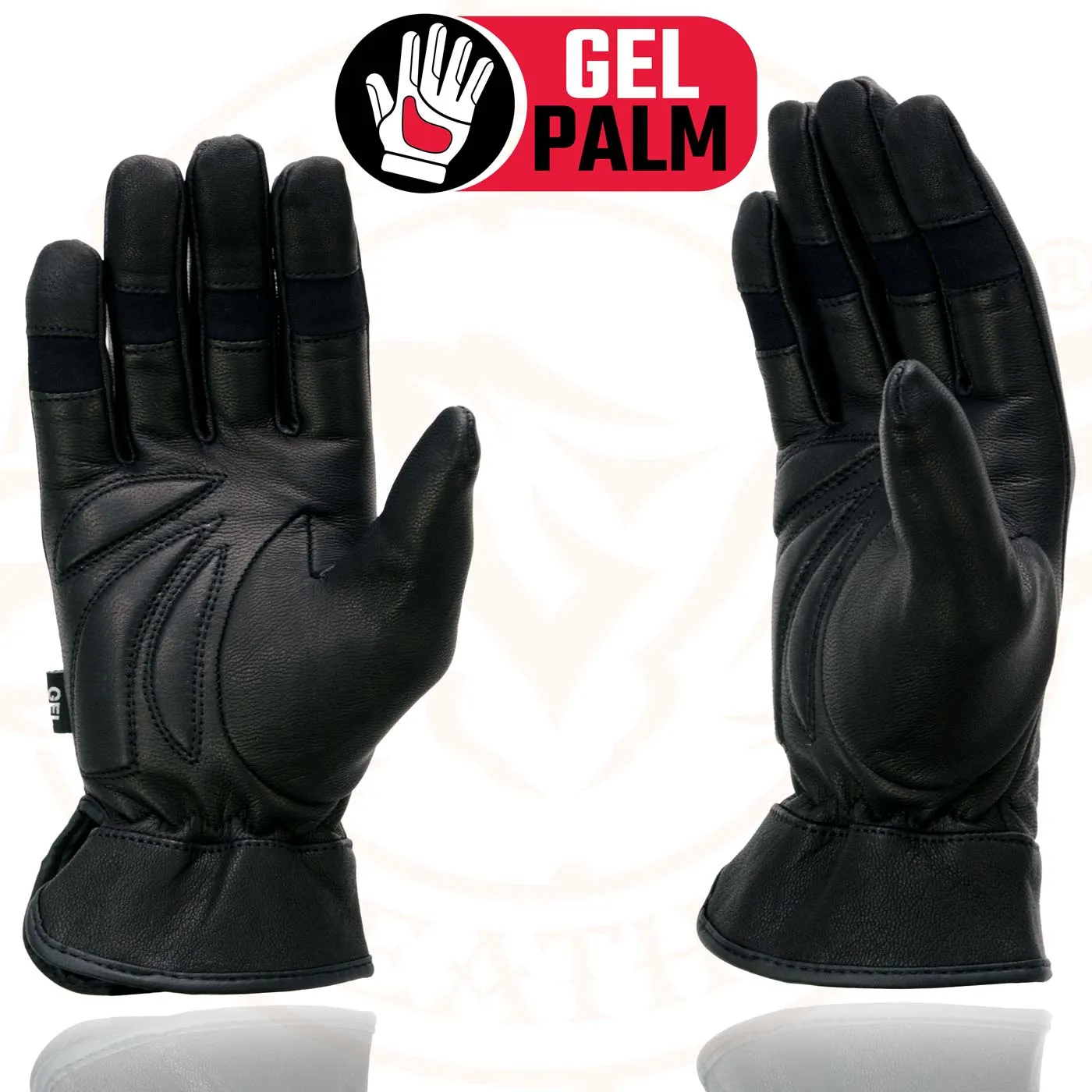 Milwaukee Leather MG7700 Women's Black Leather Gel Palm Lightweight