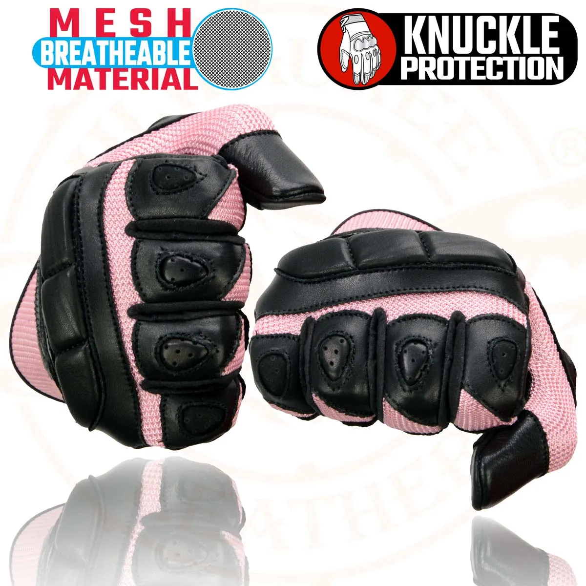 Milwaukee Leather SH802 Women's Black and Pink Leather with Mesh