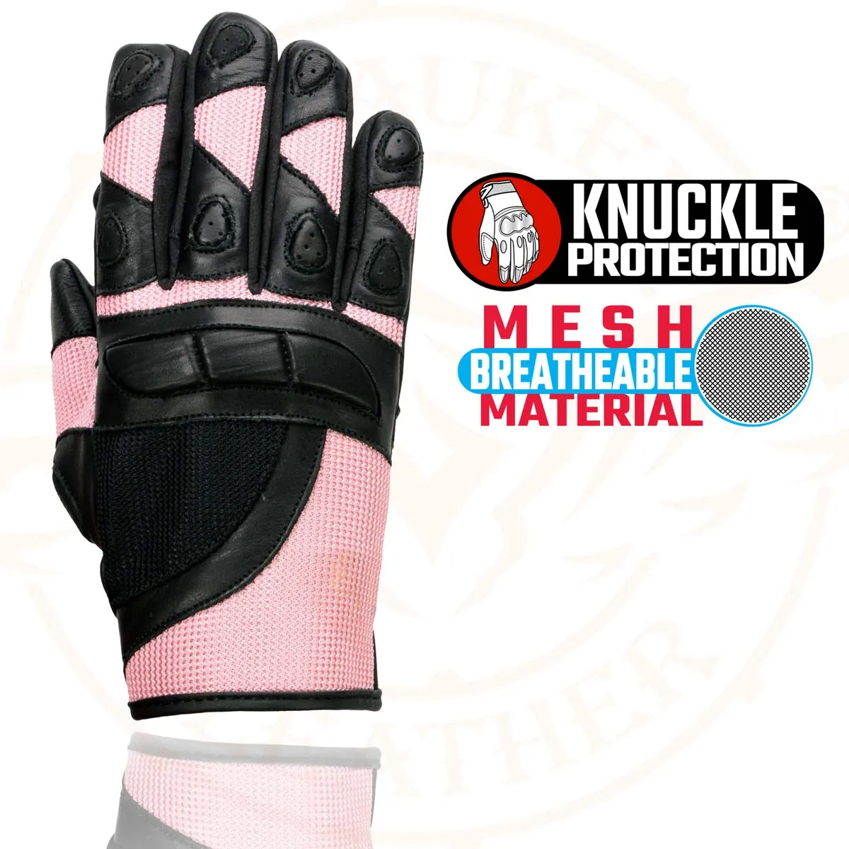 Milwaukee Leather SH802 Women's Black and Pink Leather with Mesh